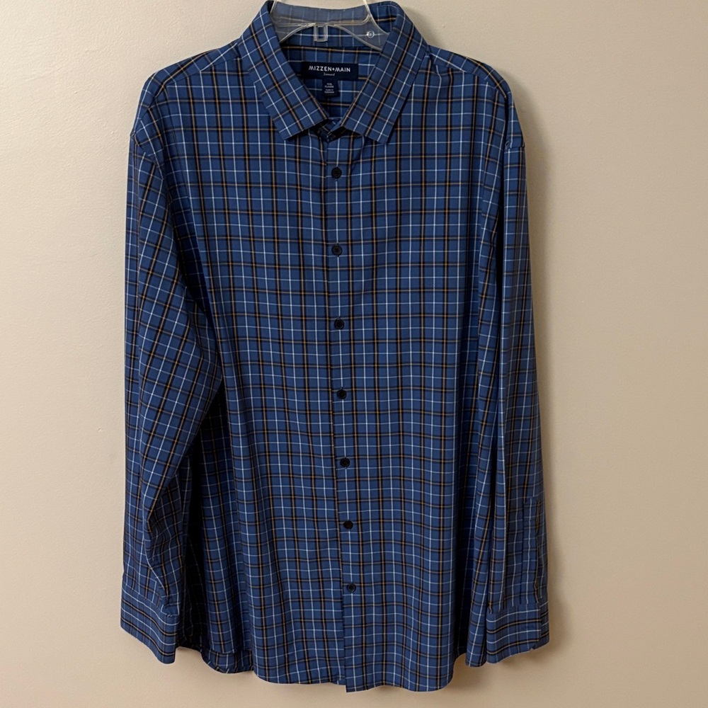 Mizzen+Main Navy and Black Plaid Men's Shirt